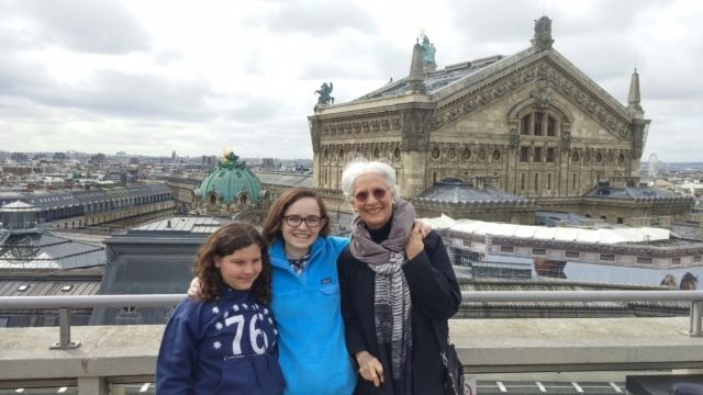 Andrea Lunsford in Paris, France, with her grandnieces